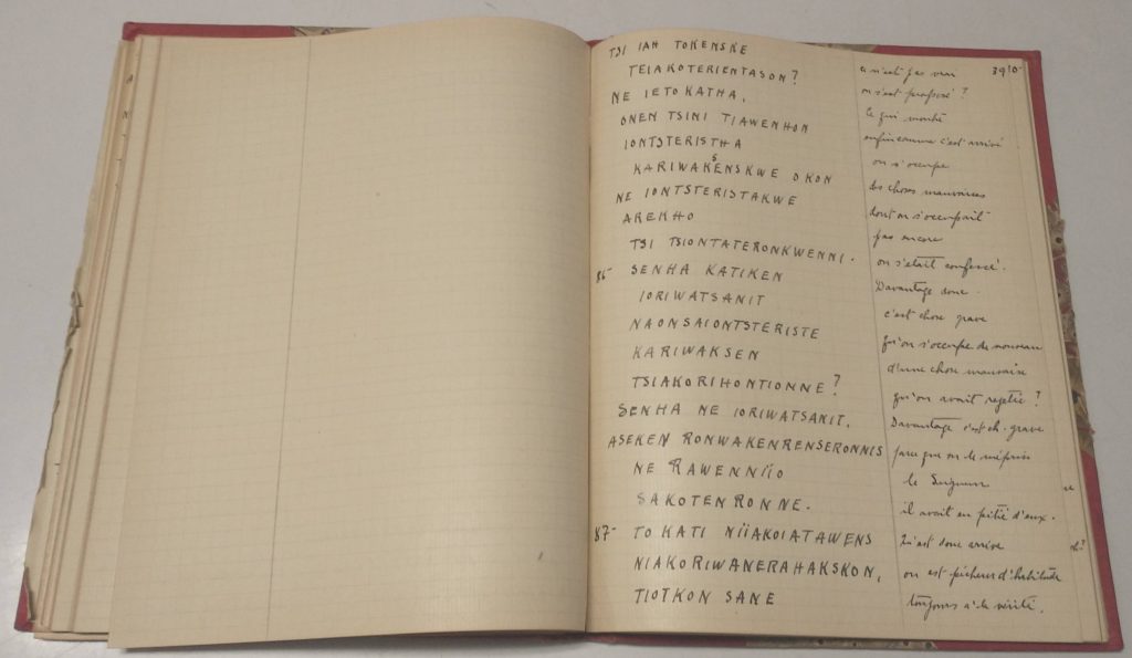 Urgel Lafontaine, Traduction et analyse du catéchisme iroquois - recopié
(manuscrit), 1933. Centre d'histoire de Saint-Hyacinthe, CH196 Collection autochtone
